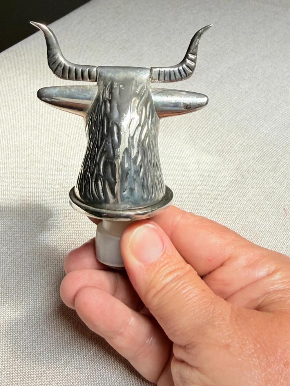 Vintage Neiman Marcus Silverplate Longhorn Bull Head Wine Stopper